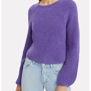 INTERMIX Luella Sweater Wool Mohair Blend Balloon Sleeve Chunky Knit Pullover